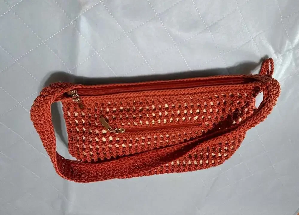 The Sak Crochet Hobo Zip Shoulder Bag, Burnt Orange